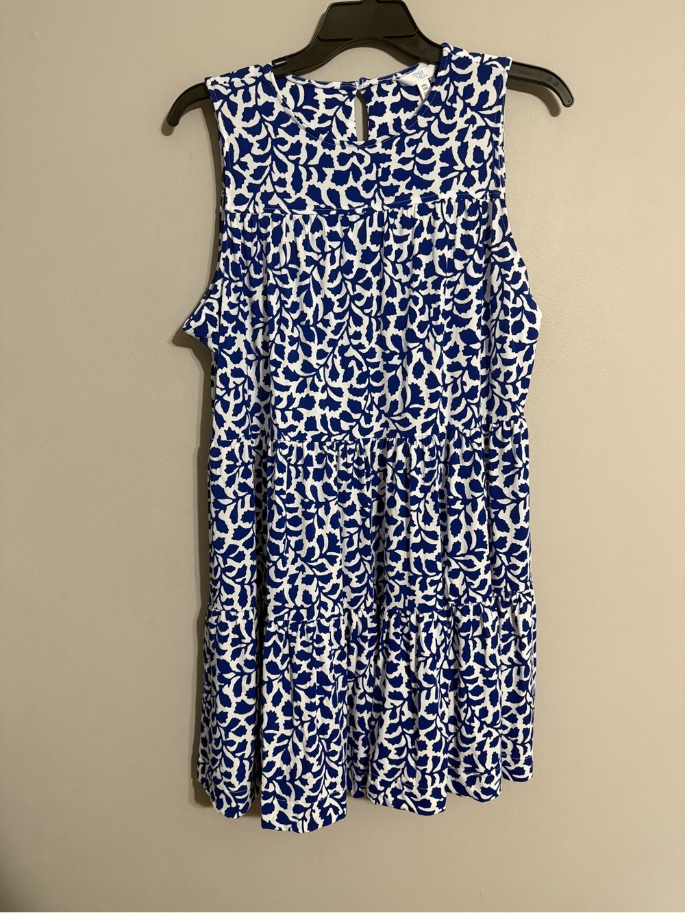 Time and Tru Women’s Blue & White Floral Tiered Sleeveless Dress XXL (20)